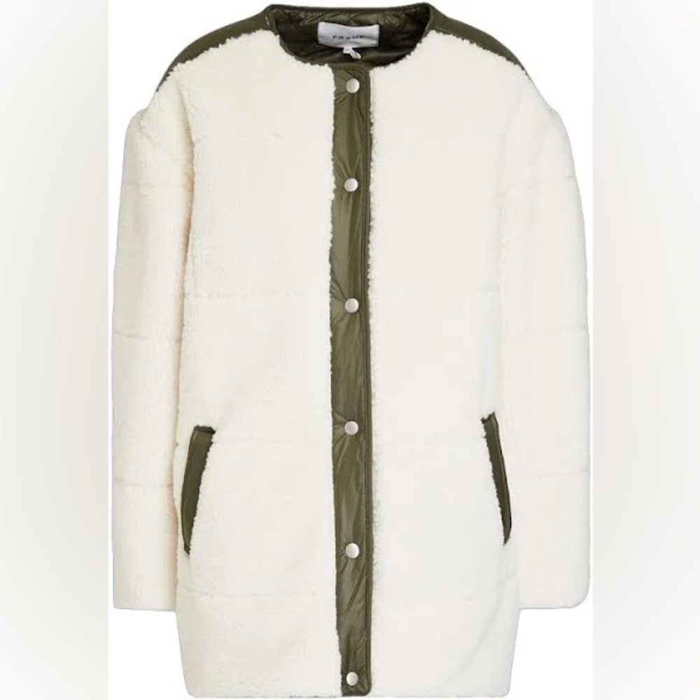 Frame Denim Cream and Green Teddy Jacket
